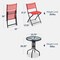 Best Choice Products 3-Piece Patio Bistro Dining Furniture Set w/ Round Textured Glass Tabletop, Folding Chairs